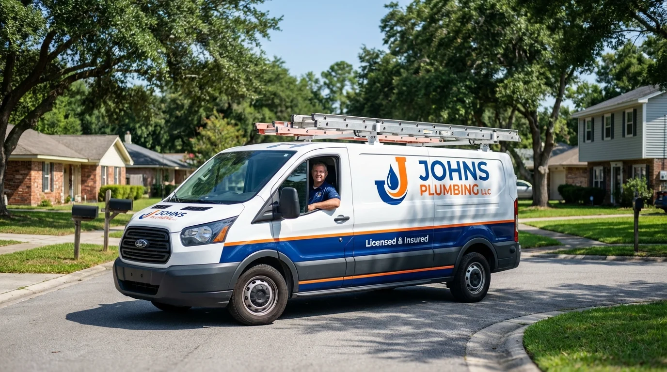 Johns Plumbing LLC service van in Guntersville, AL